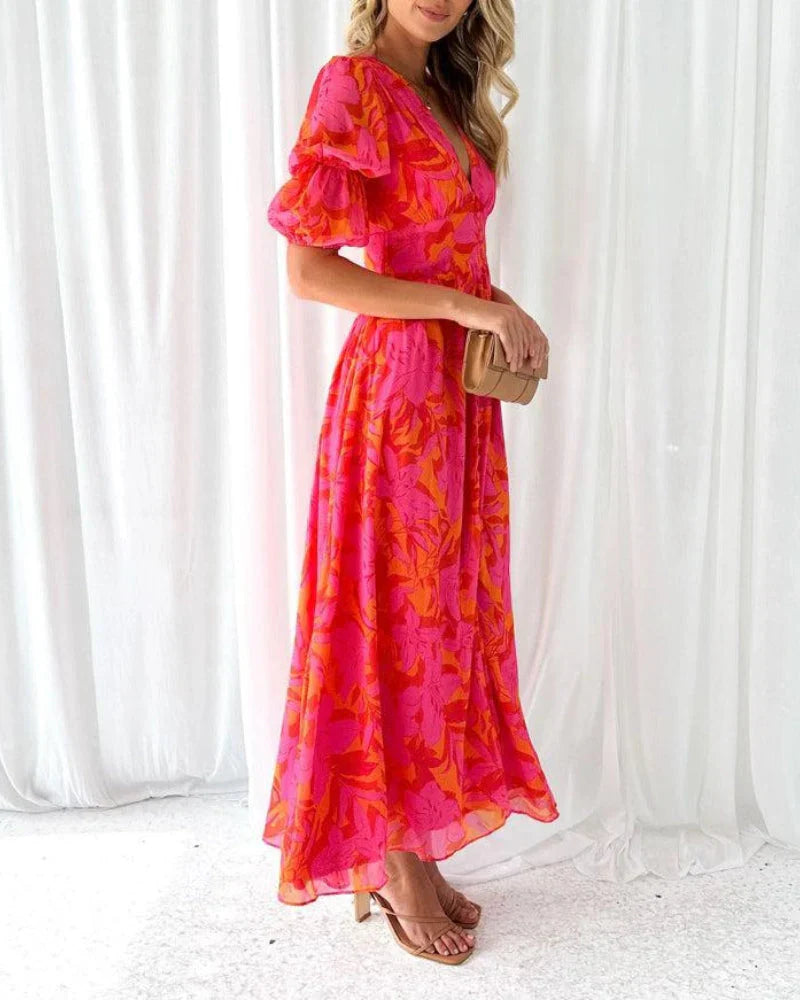 Zomerjurk | Maxi Lengte & Bloemenprint | Luchtig en Vrouwelijk | Perfect voor strandfeesten en zomerse gelegenheden