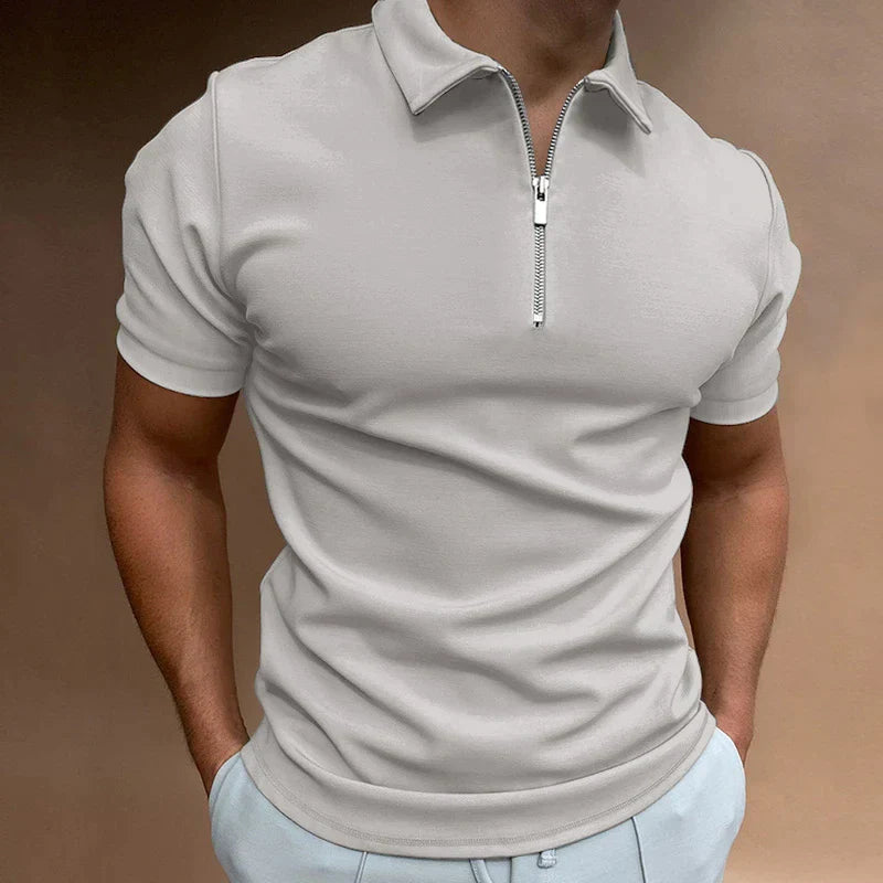 Bas - Casual Heren Polo met Ritskraag en Korte Mouwen