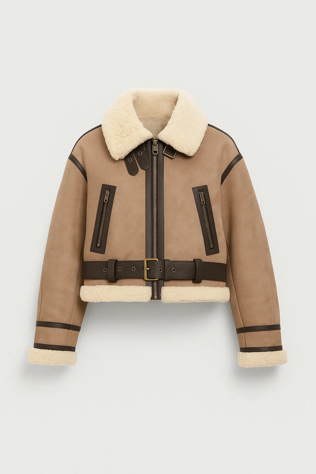 Pilotenjas | Korte Damesjas met Riemdetail | Warm en Stijlvol