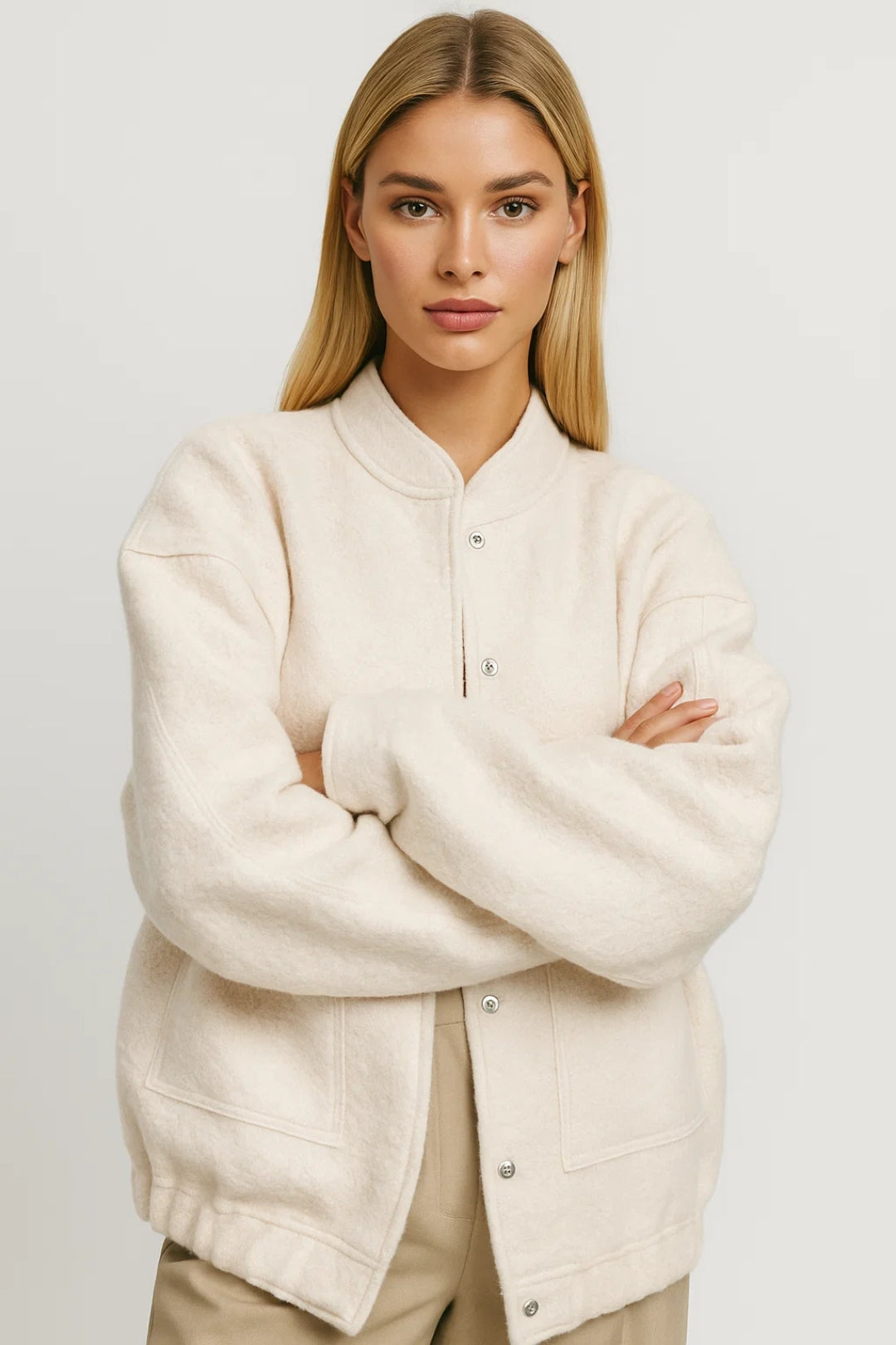 Bomberstijl Damesjas | Zachte Textuur met Drukknoopsluiting | Warm en Casual