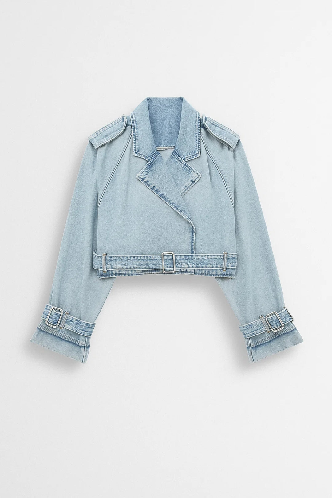Cropped Damesjack | Denim Look met Gespdetail | Stoer en Modern