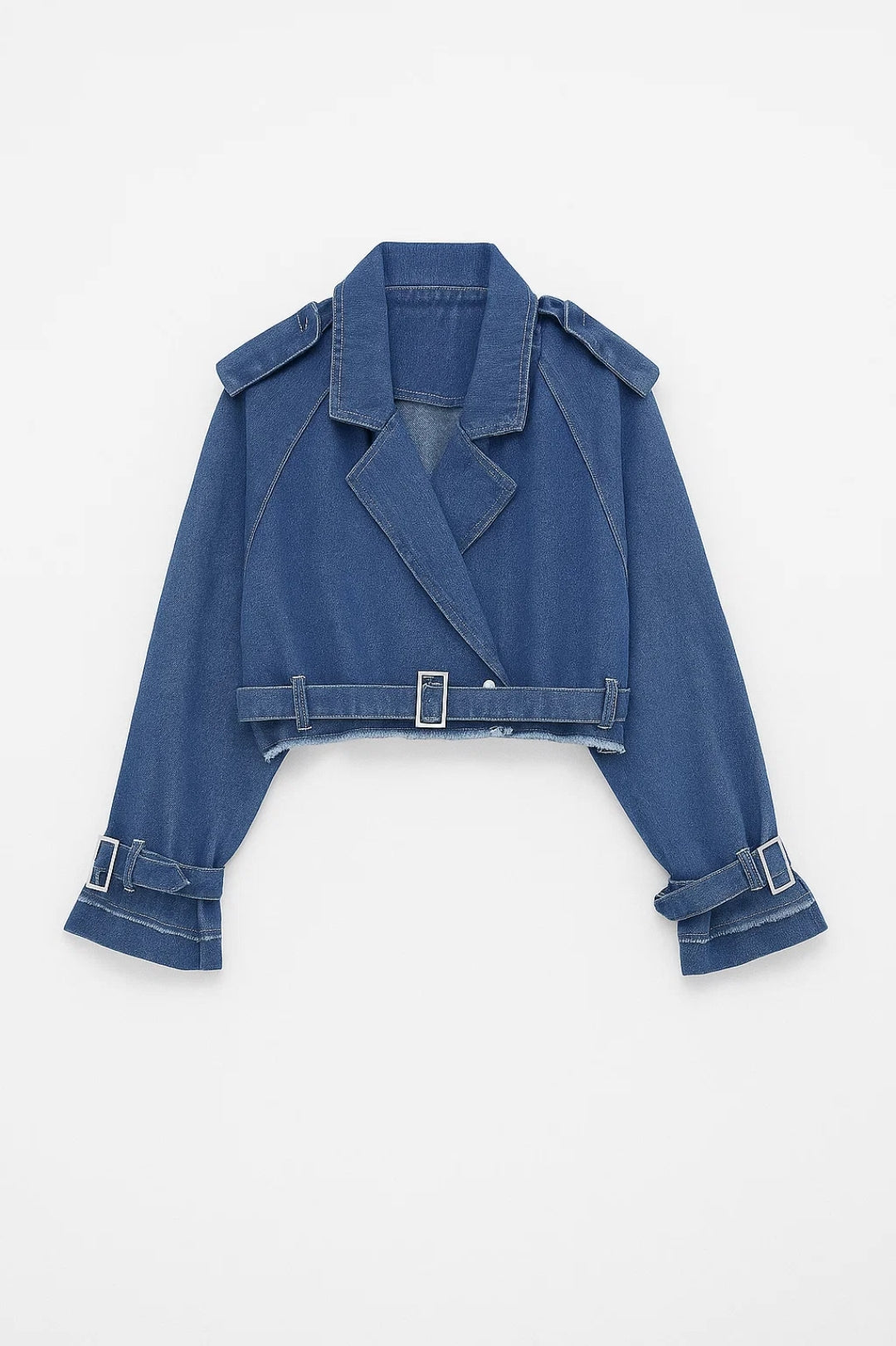 Cropped Damesjack | Denim Look met Gespdetail | Stoer en Modern