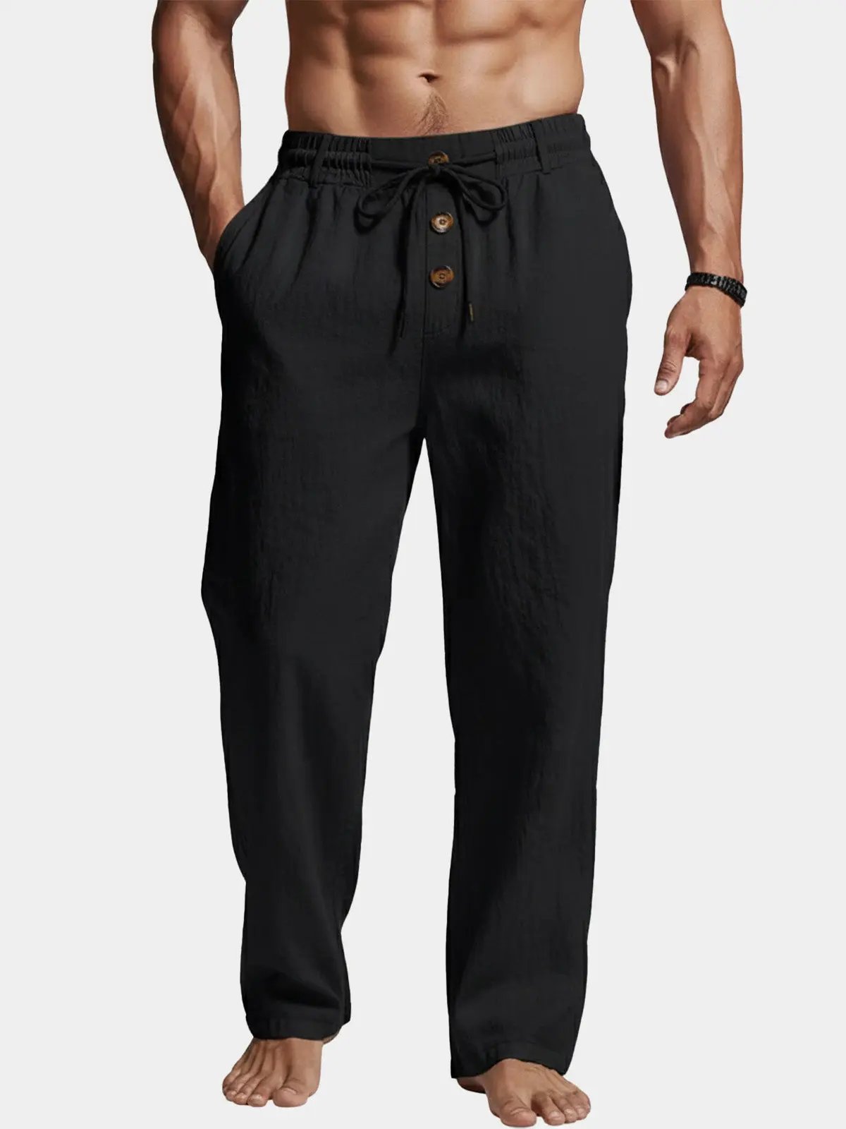Daan - Casual Linnen Broek Heren met Elastische Taille en Koord