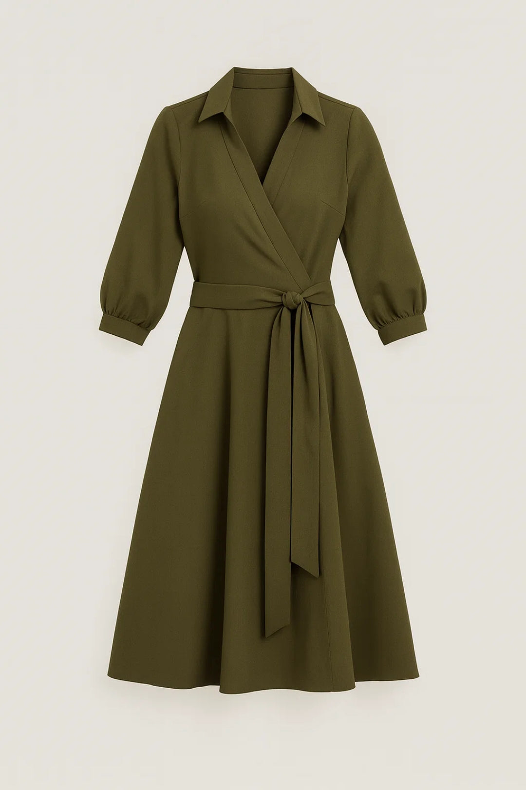 Midi Jurk Dames - Wrap Model met Ceintuur | Elegant
