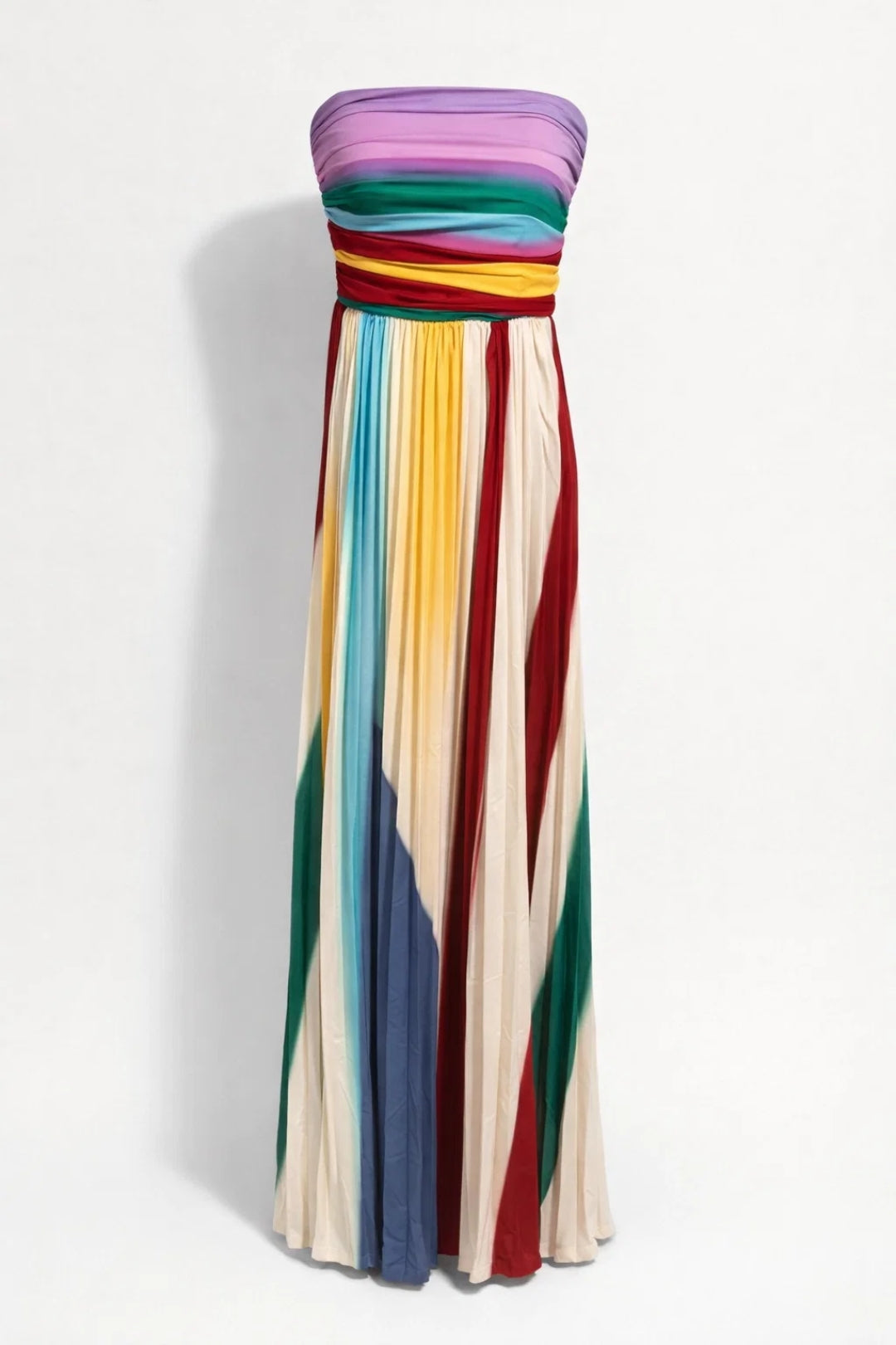 Maxi Jurk Dames - Strapless met Kleurrijke Strepen | Zomer