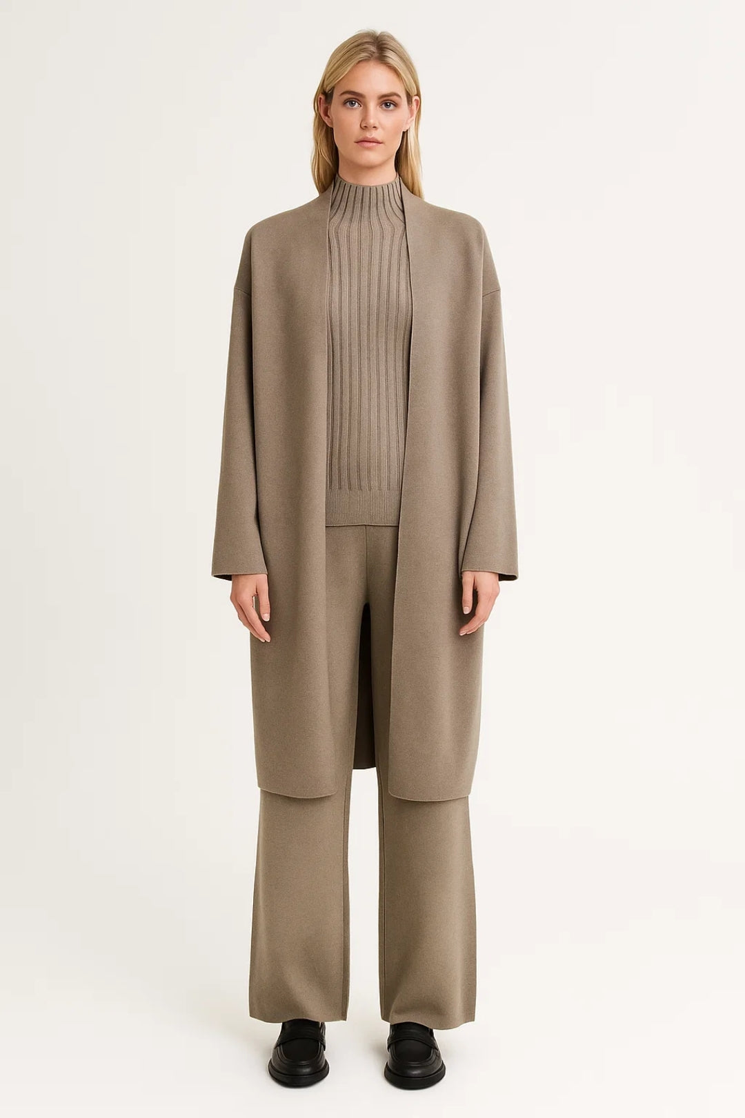 Dames Loungewear Set | 3-Delige Combi met Lange Cardigan | Minimalistische Comfortstijl