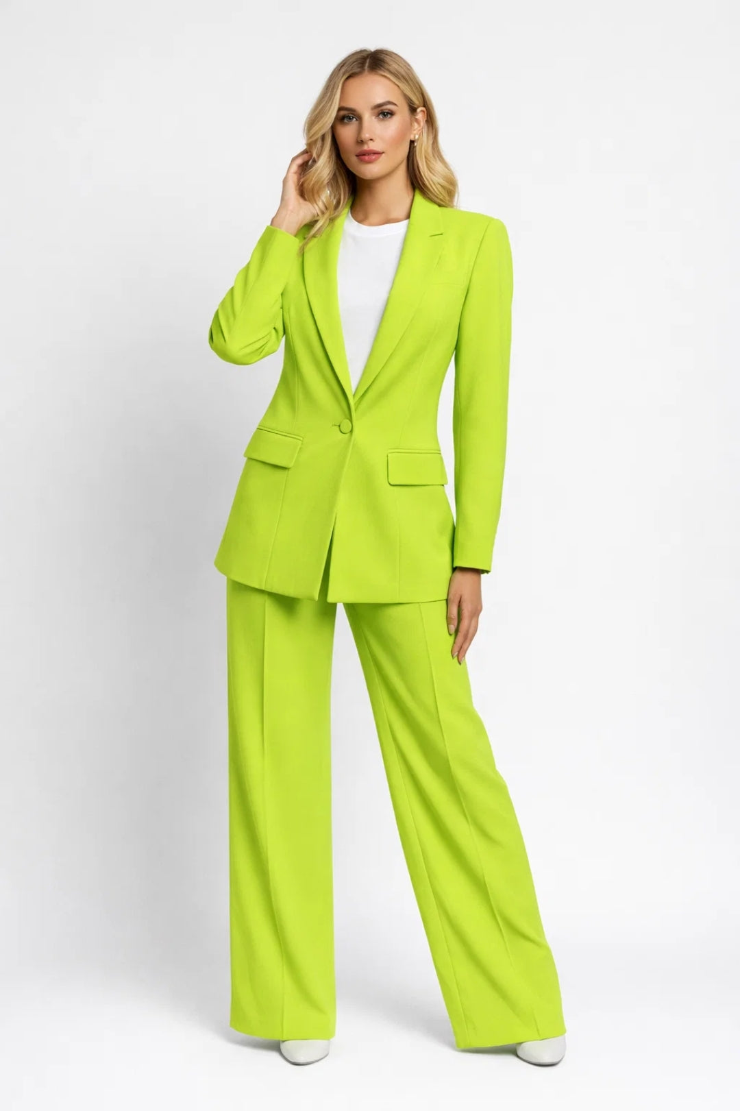 Dames Set - Getailleerde Blazer met Wijde Broek | Elegant
