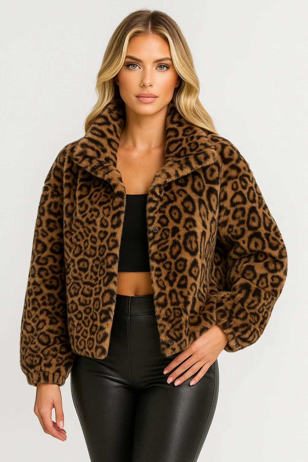 Damesjas | Korte Imitatiebont Jas met Dierenprint | Modieus en Warm