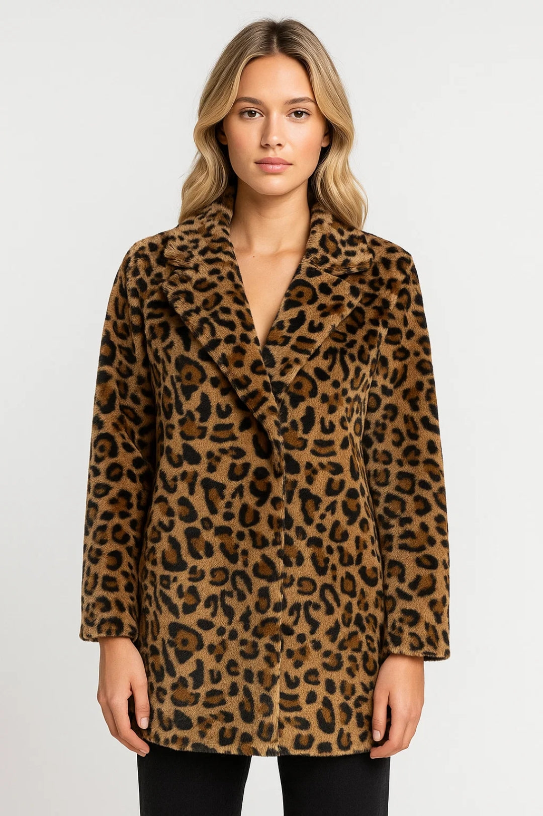 Damesjas | Lange Imitatiebont Jas met Dierenprint | Chic en Comfortabel