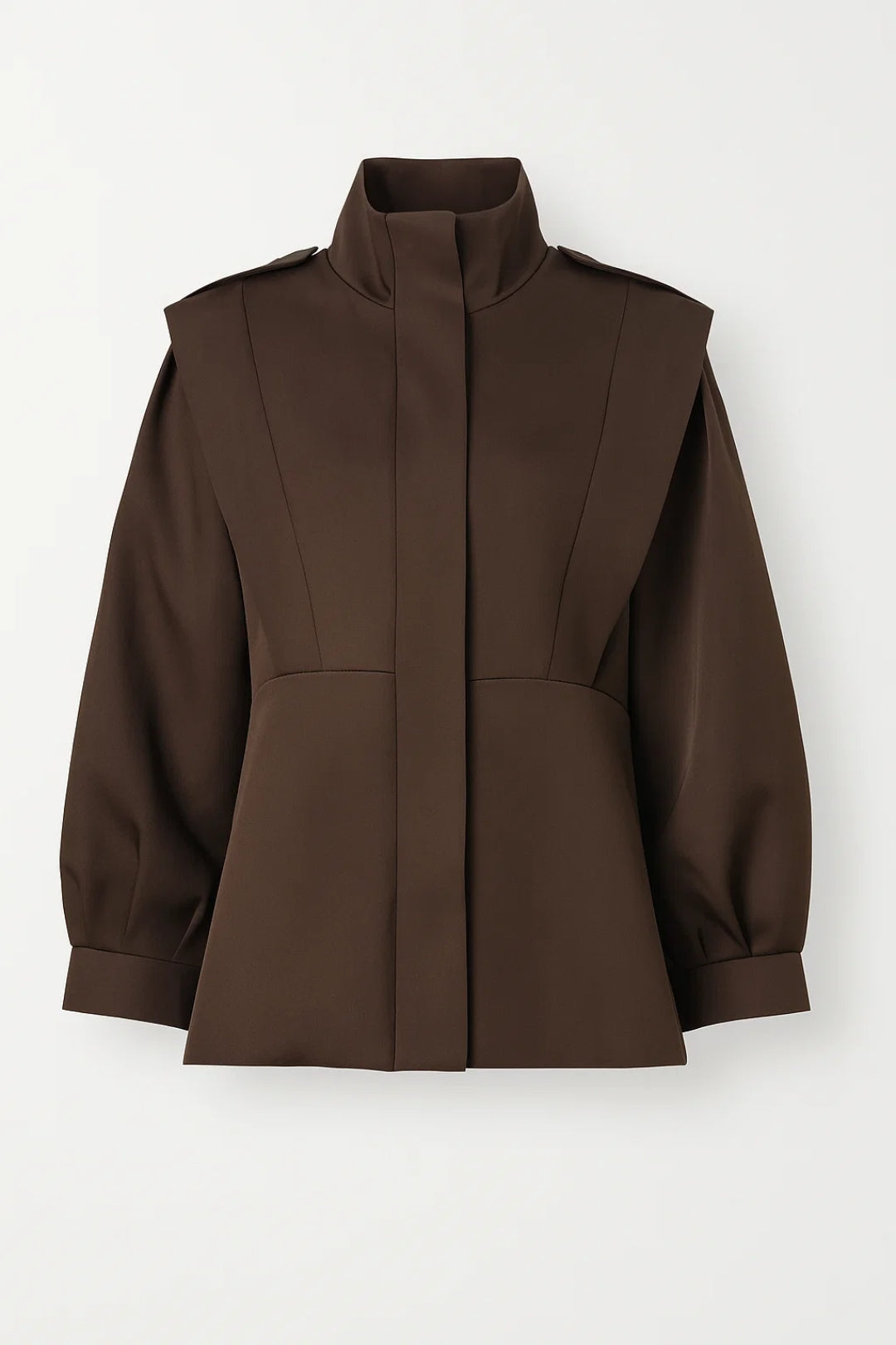 Damesjas met Hoge Kraag | Gestructureerd Silhouet en Verborgen Sluiting | Elegant en Modern