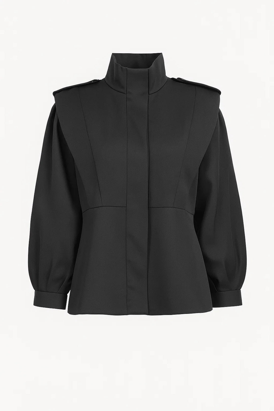 Damesjas met Hoge Kraag | Gestructureerd Silhouet en Verborgen Sluiting | Elegant en Modern