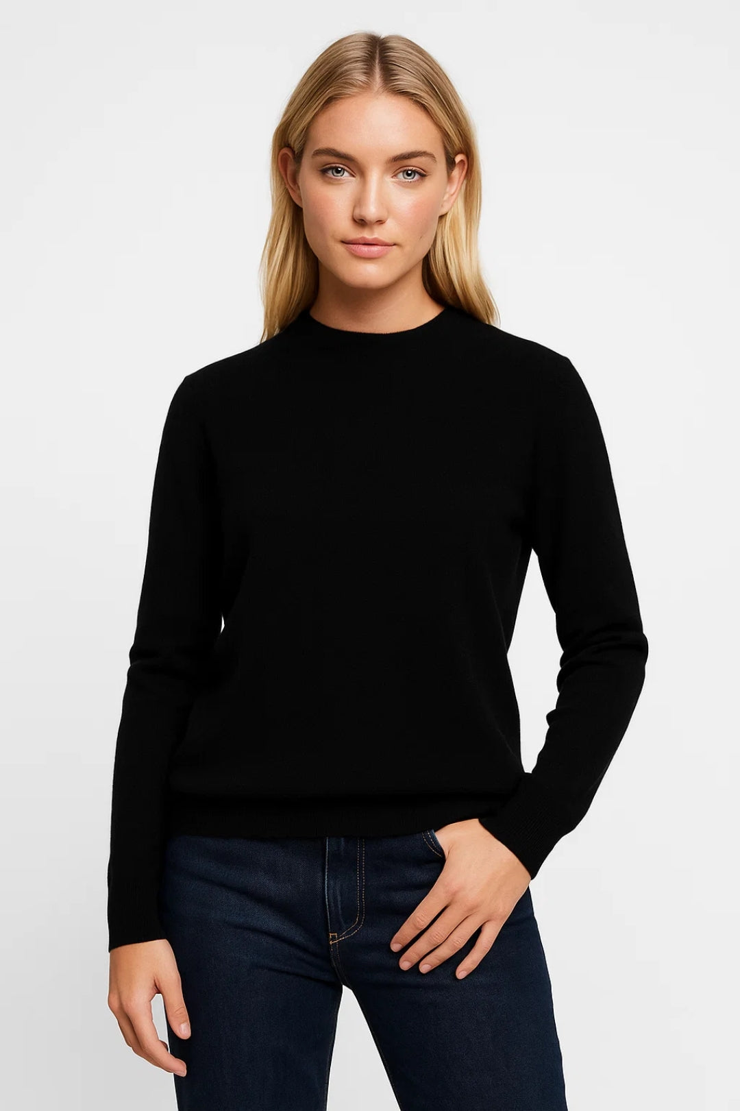 Damestrui | Zwarte Trui met Ronde Hals en Smalle Boorden | Tijdloos en Veelzijdig