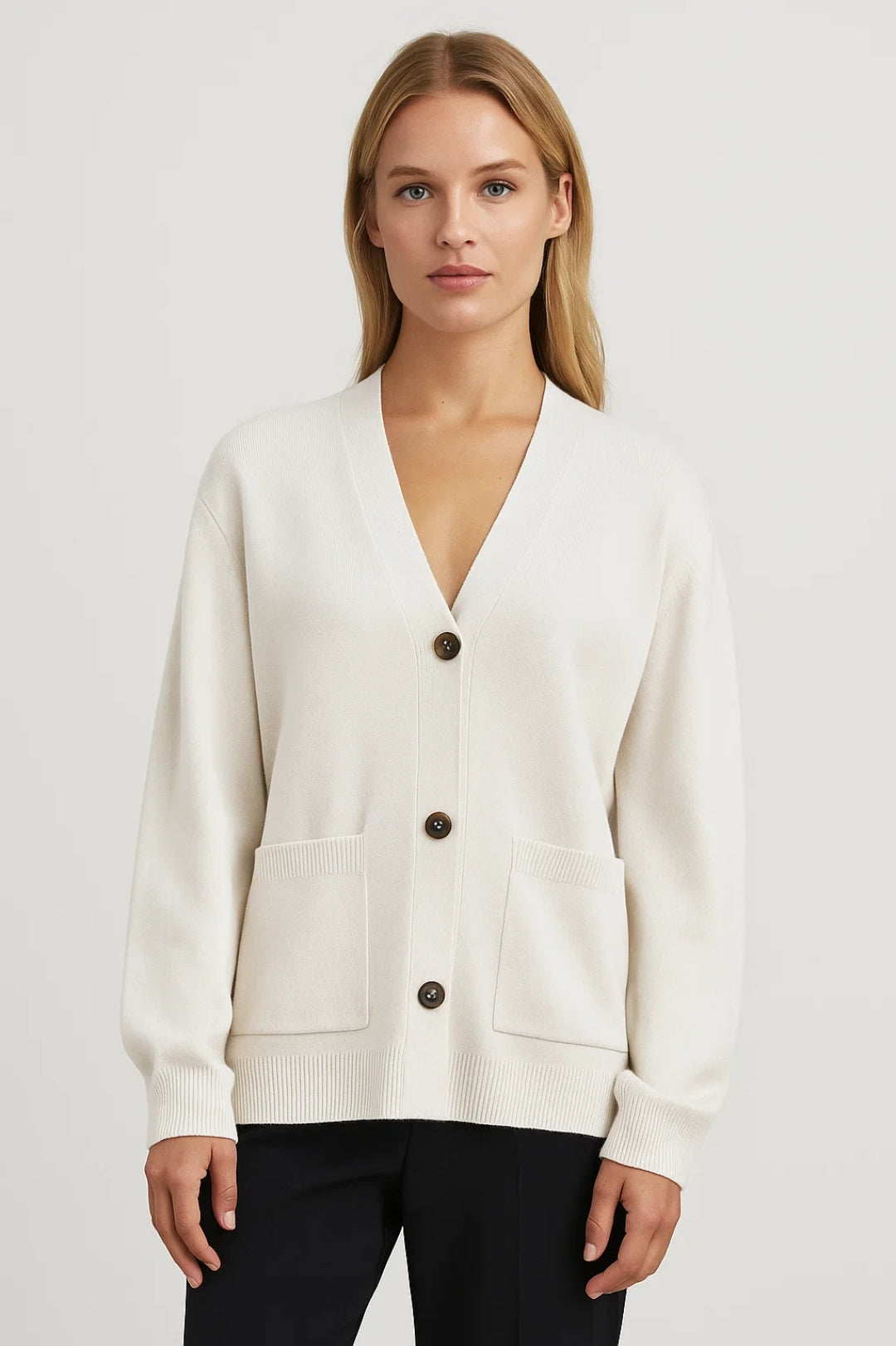 Damesvest | V-Hals met Opgestikte Zakken | Minimalistisch en Gelaagd