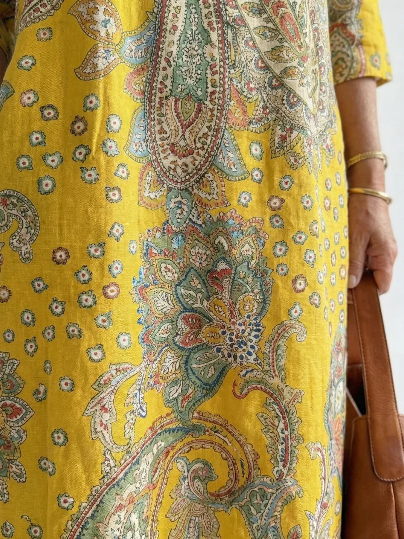 Fenna - Boho Grote Maten Maxi Jurk Dames met Elegante V-hals en Driekwart Mouw