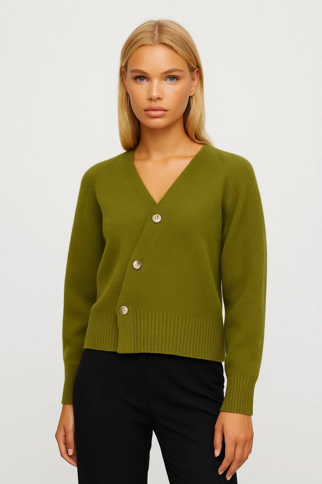Gebreid Vest | Asymmetrische Knoopsluiting met V-Hals | Comfortabel en Uniek