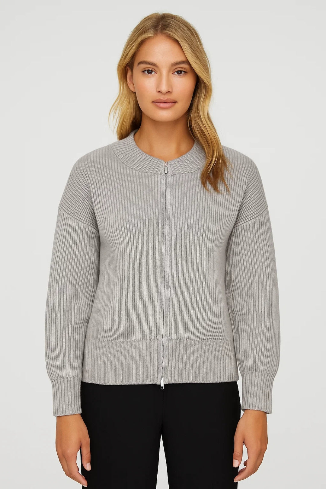 Gebreid Vest | Ritsluiting met Geribde Structuur | Minimalistisch en Comfortabel