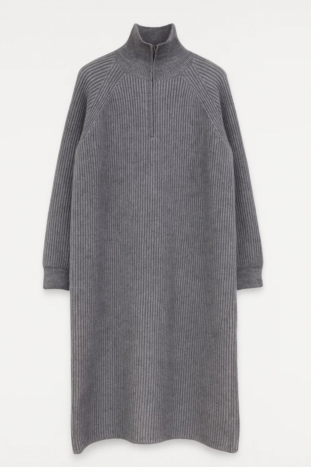 Maxi Jurk Dames - Oversized met Opstaande Kraag en Rits | Casual