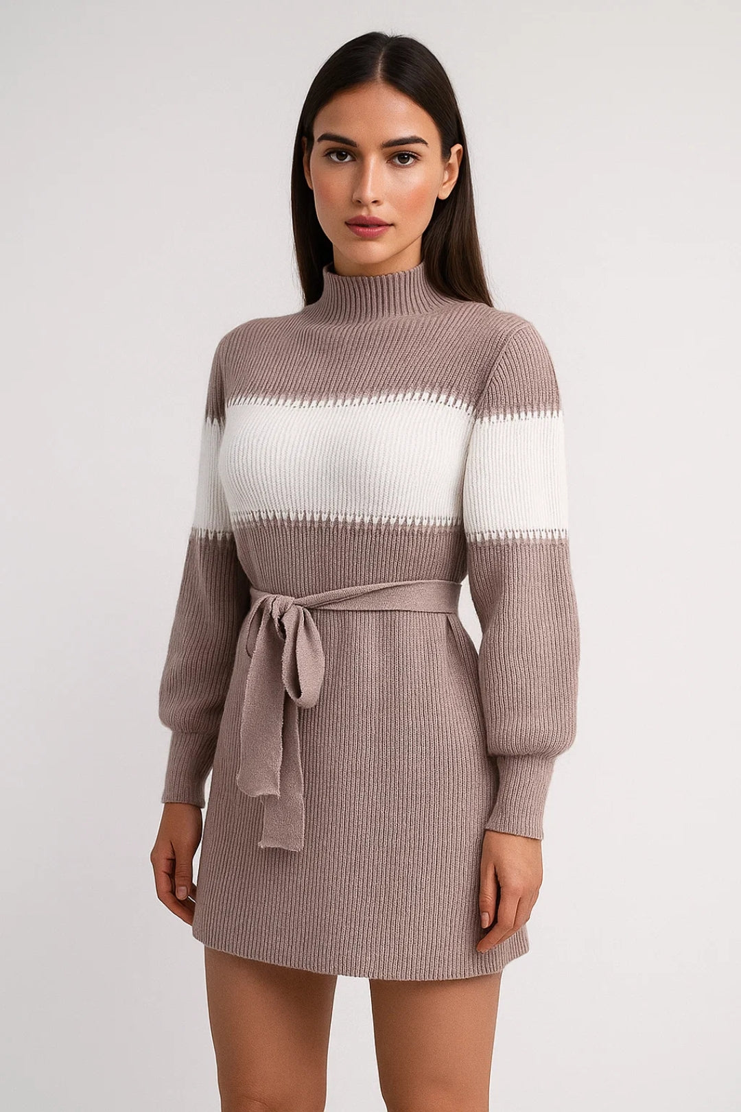 Gebreide Jurk | Mini Model met Tailleceintuur | Warm en Modern