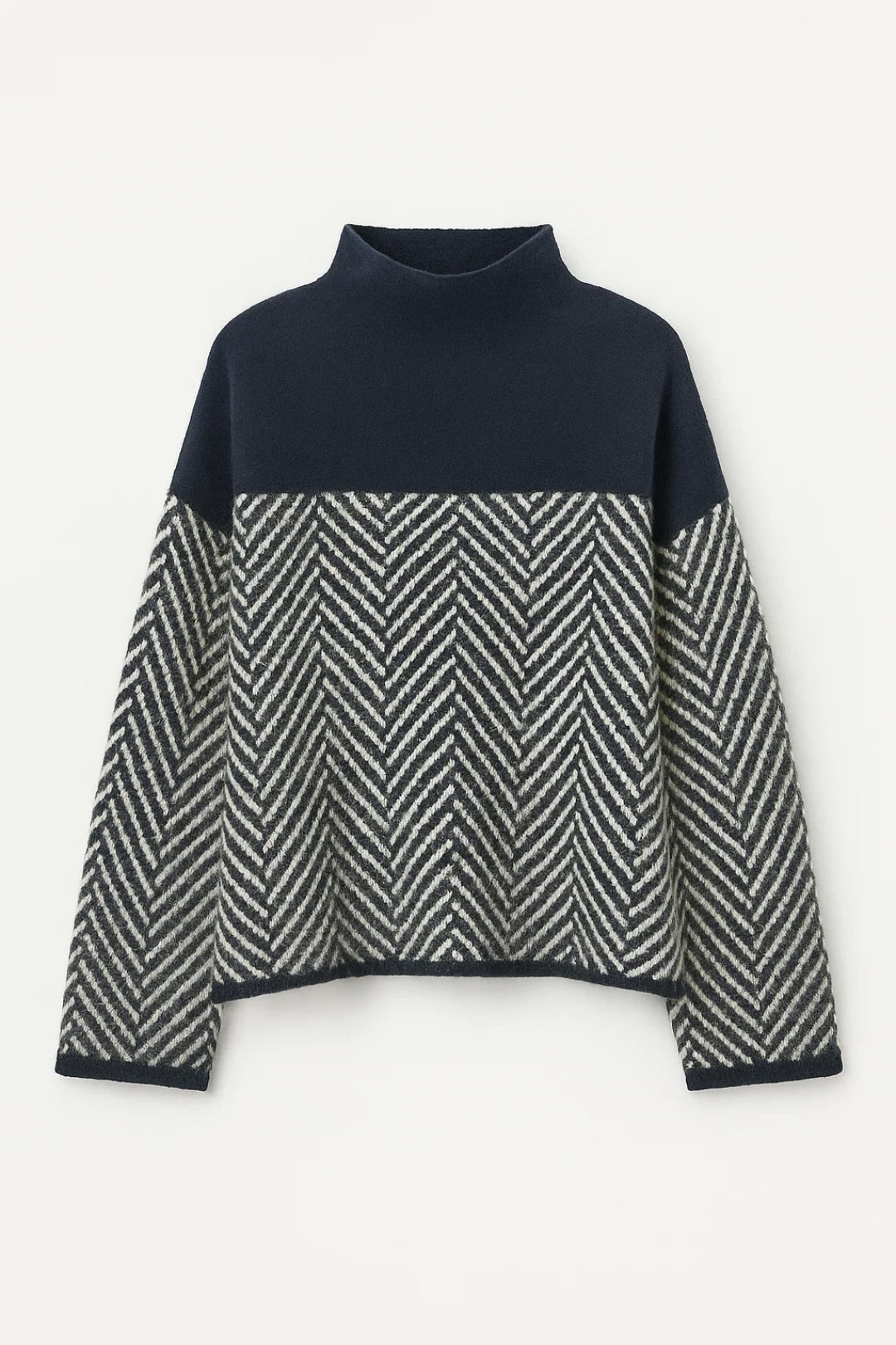 Gebreide Trui | Hooggesloten Halslijn | Modern Chevronpatroon