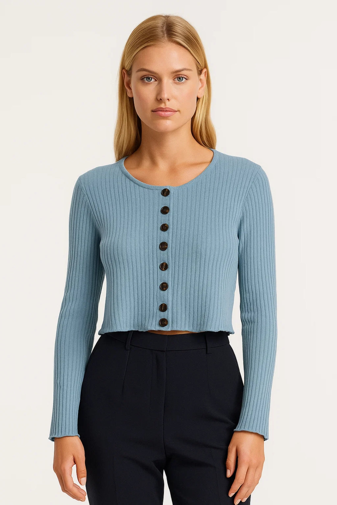 Geribde Top | Cropped Model met Knopen | Casual en Comfortabel