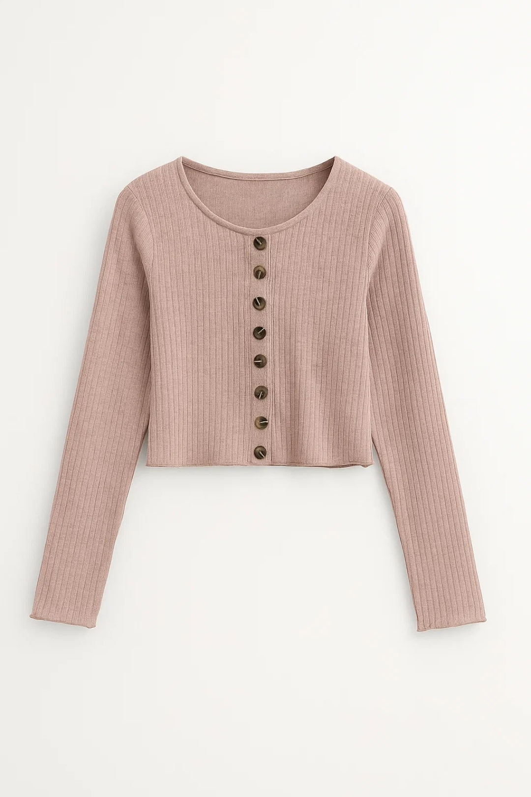 Geribde Top | Cropped Model met Knopen | Casual en Comfortabel