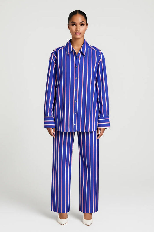Gestreepte Set | Losvallende Overhemdstijl | Statement Look met Karakter