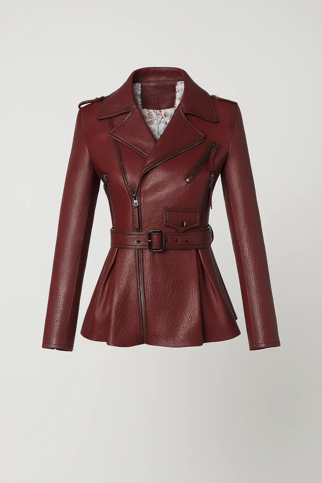 Getailleerd Bikerjack Dames | Ritsdetails en Tailleceintuur | Stoere Elegante Look