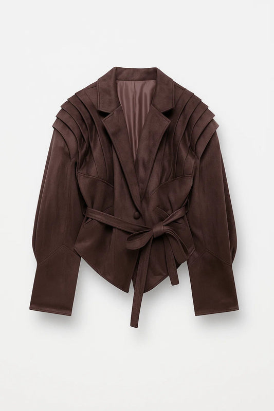 Getailleerd Damesjack | Geplooide Schouders en Strikceintuur | Statement Look