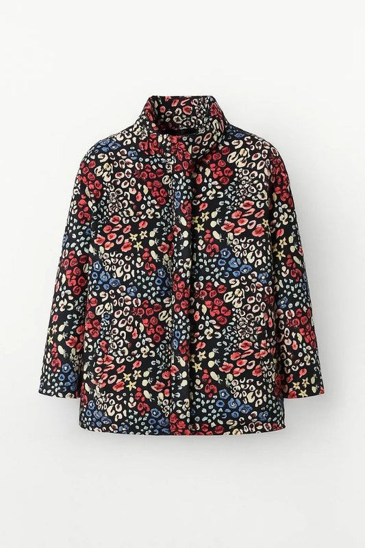 Gewatteerde Jas | All-Over Print met Rechte Snit | Artistiek en Comfortabel