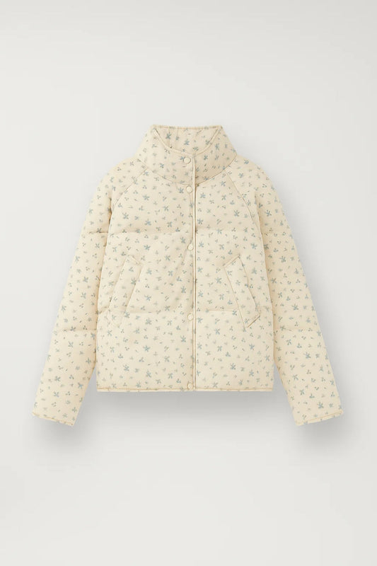 Gewatteerde Jas | Subtiele Print met Opstaande Kraag | Elegant en Comfortabel