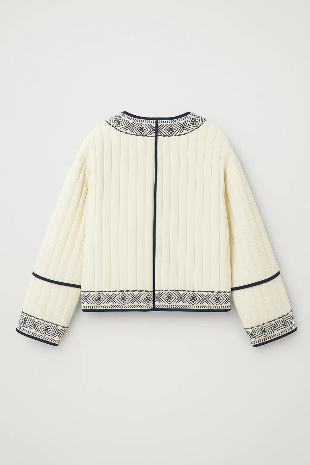 Geweven Damesvest | Korte Open Jas met Borduursel | Elegant en Comfortabel