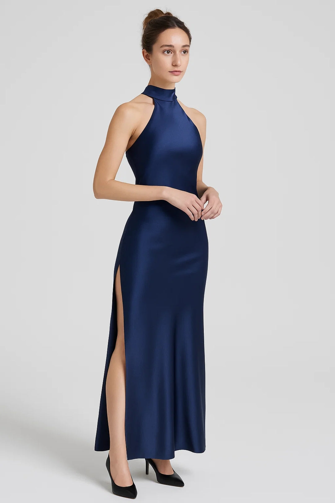Halterjurk Lang | Elegante Snit met Zijsplit | Lichtgewicht en Ademend