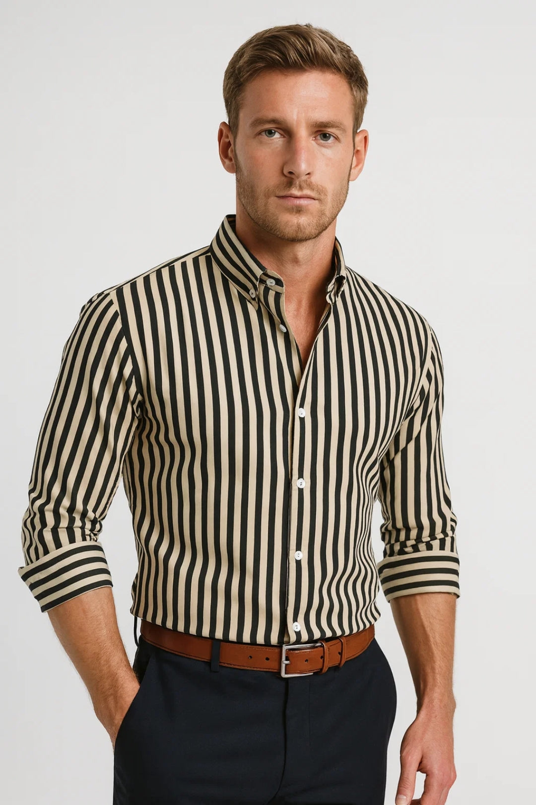 Overhemd Heren - Gestreept met Button Down Kraag | Casual