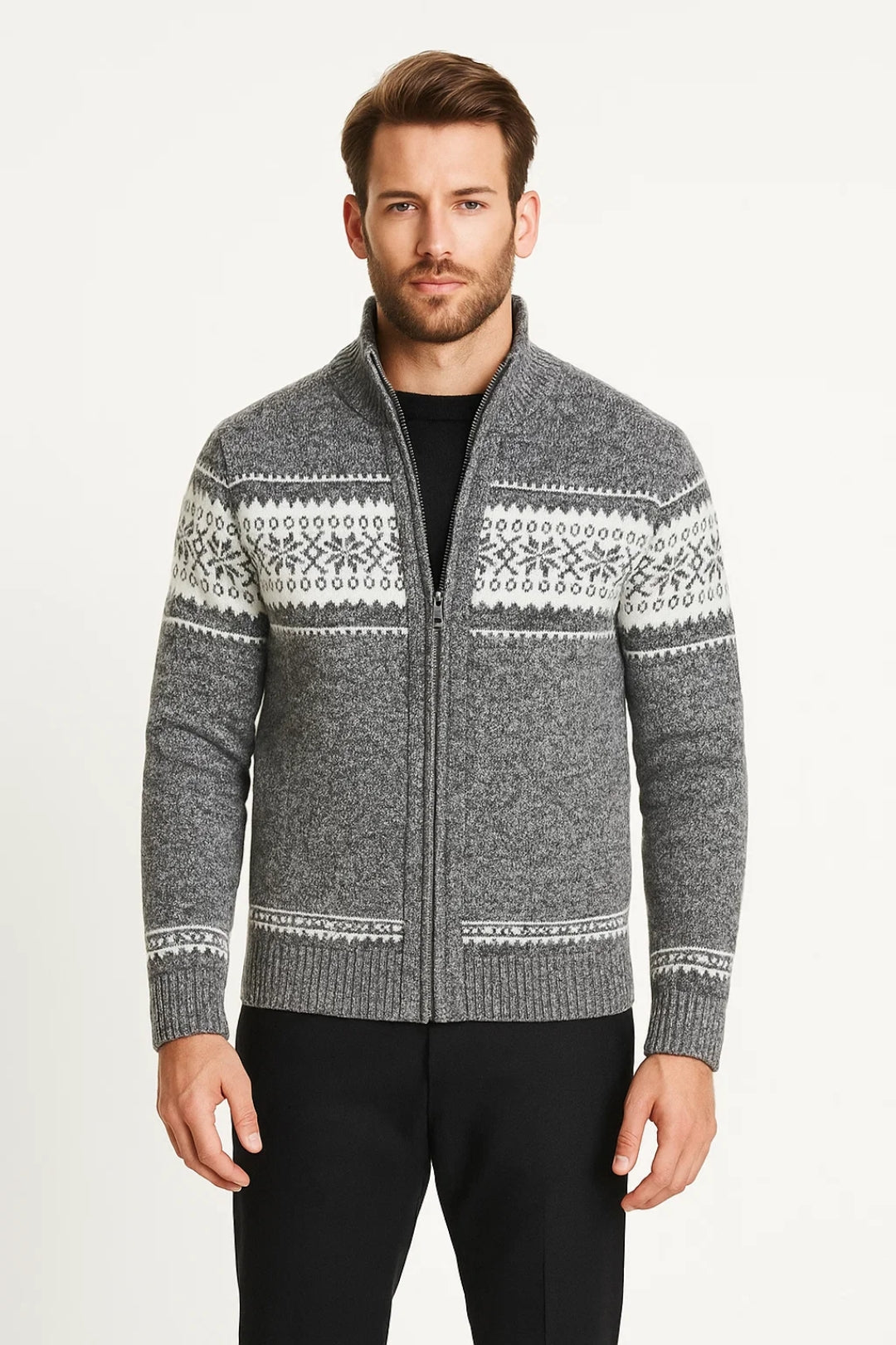 Cardigan Heren | Met Rits | Scandinavisch Motief | Winter | Ideaal voor koude dagen