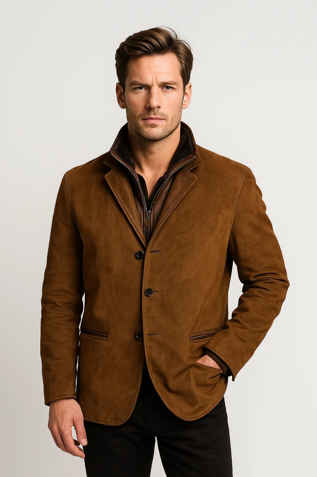 Jas Heren | Contrasterende Kraag | Met Knopen | Herfst | Comfortabele pasvorm