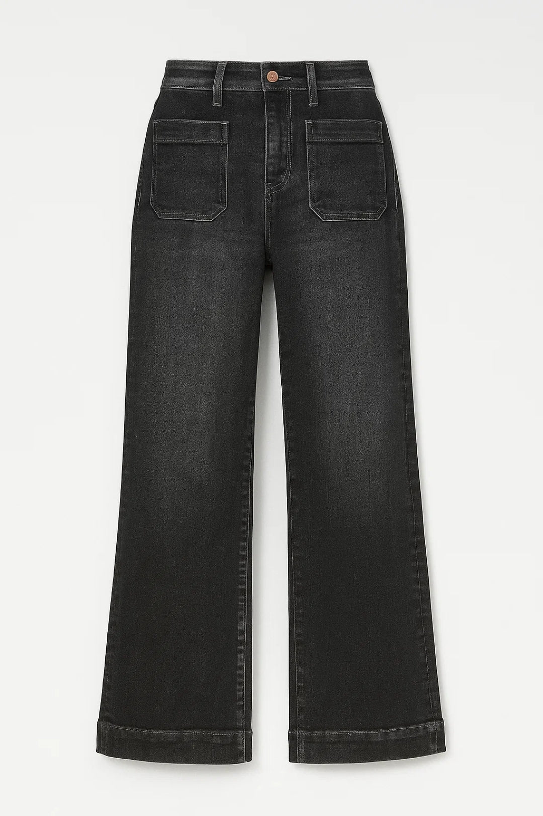 High Waist Jeans | Rechte Pijpen met Opgestikte Zakken | Casual Comfort
