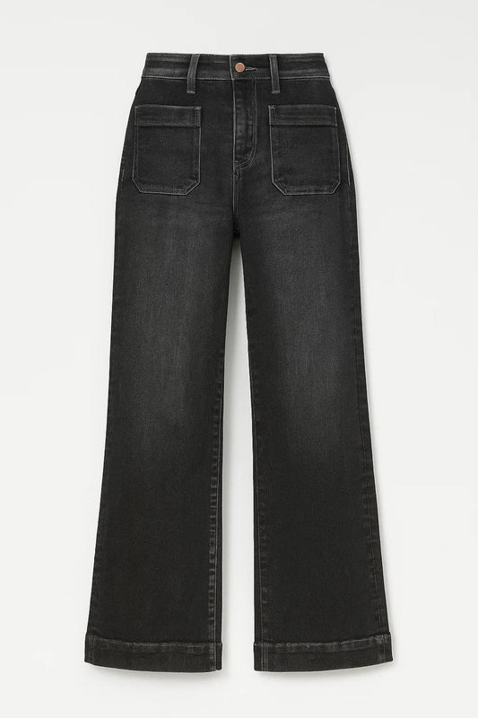High Waist Jeans | Rechte Pijpen met Opgestikte Zakken | Casual Comfort