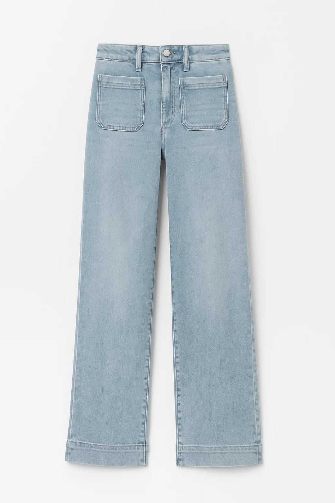 High Waist Jeans | Rechte Pijpen met Opgestikte Zakken | Casual Comfort