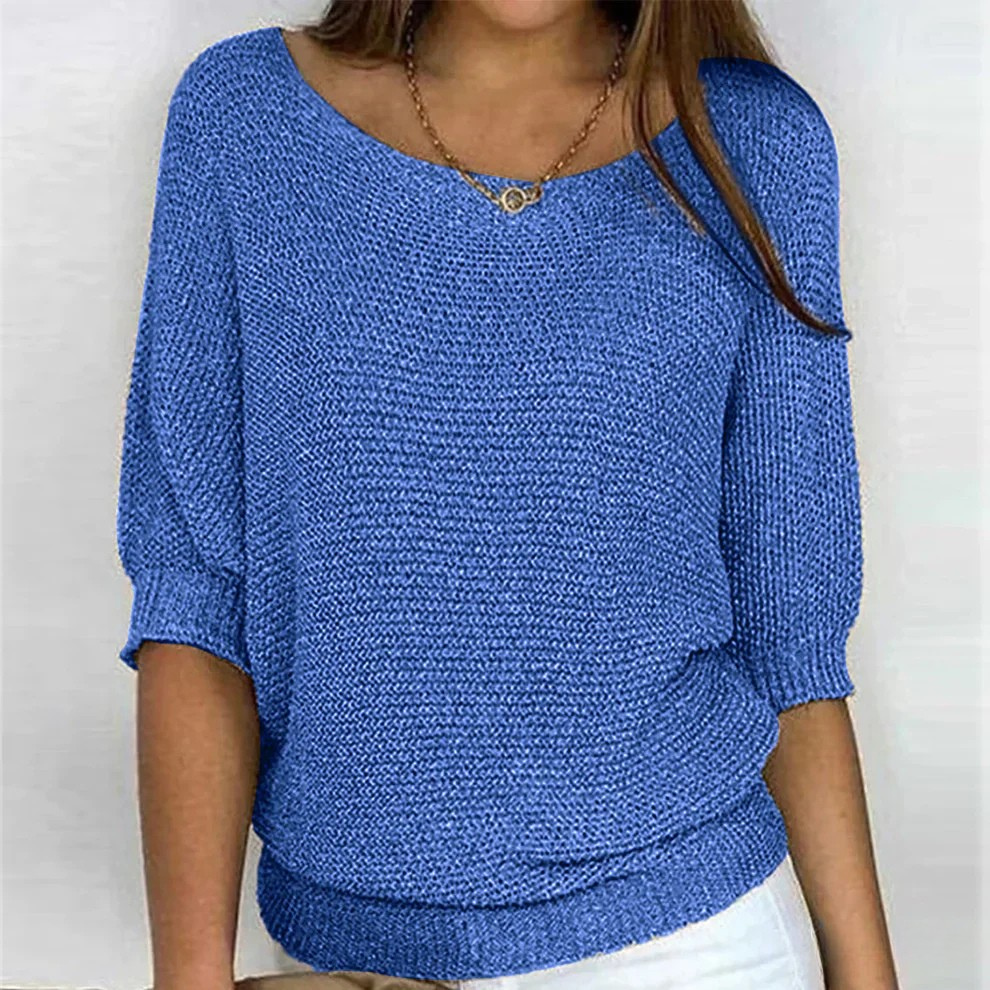 Julia - Dames Herfsttrui Gebreide Stijl met Boothals