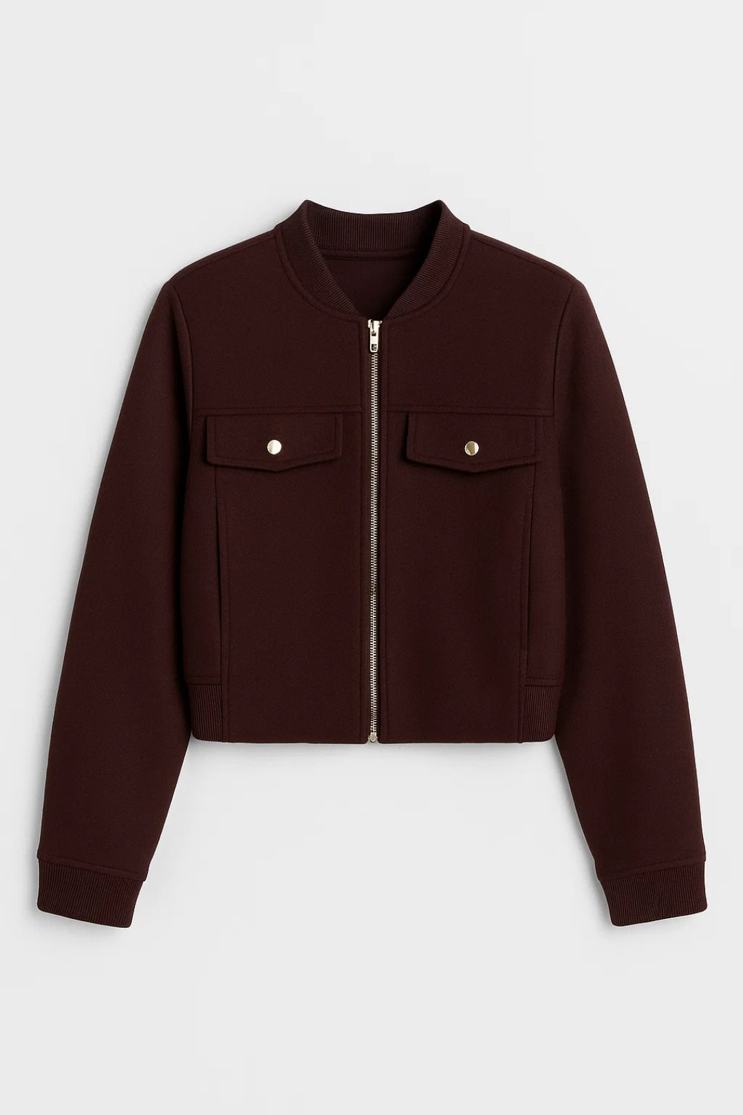 Kort Damesjack met Rits | Minimalistisch Design | Gouden Knopdetails