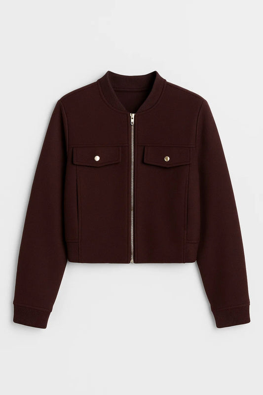 Kort Damesjack met Rits | Minimalistisch Design | Gouden Knopdetails