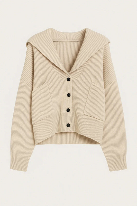 Kort Gebreid Vest | Diepe V-Hals met Kraag | Moderne Comfy Look