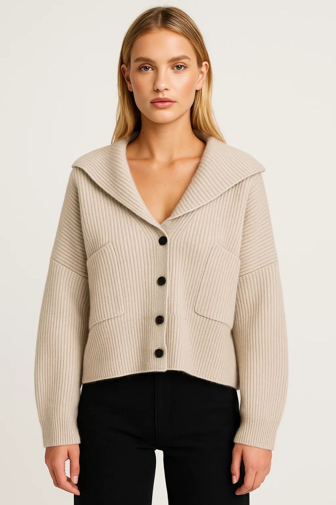 Kort Gebreid Vest | Diepe V-Hals met Kraag | Moderne Comfy Look