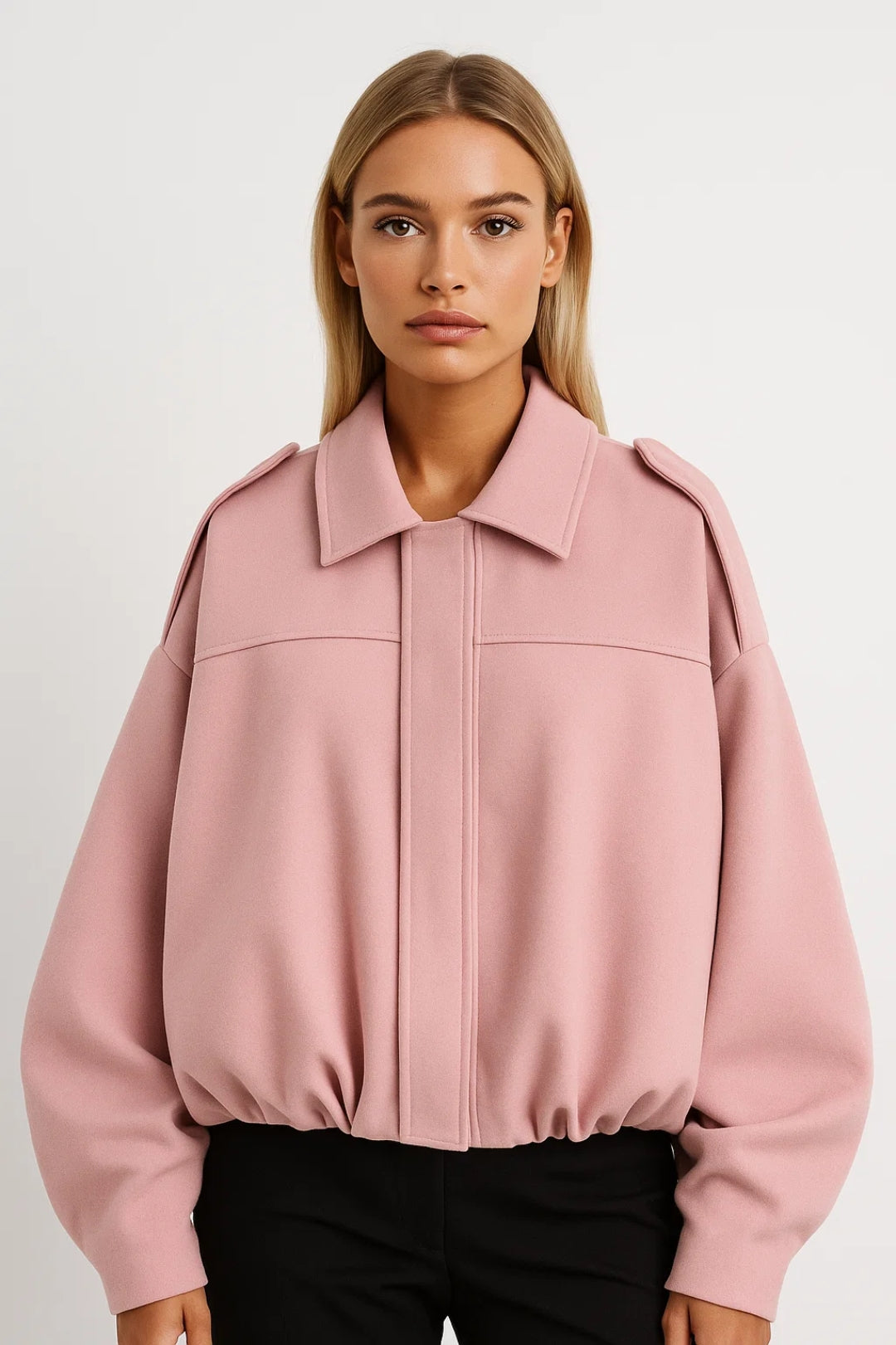 Korte Damesjas | Losvallend Design met Opstaande Schouders | Minimalistische Stijl
