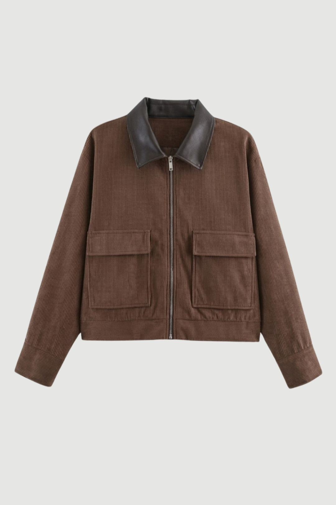 Korte Jas Dames - Oversized Zip Model met Contrasterende Kraag