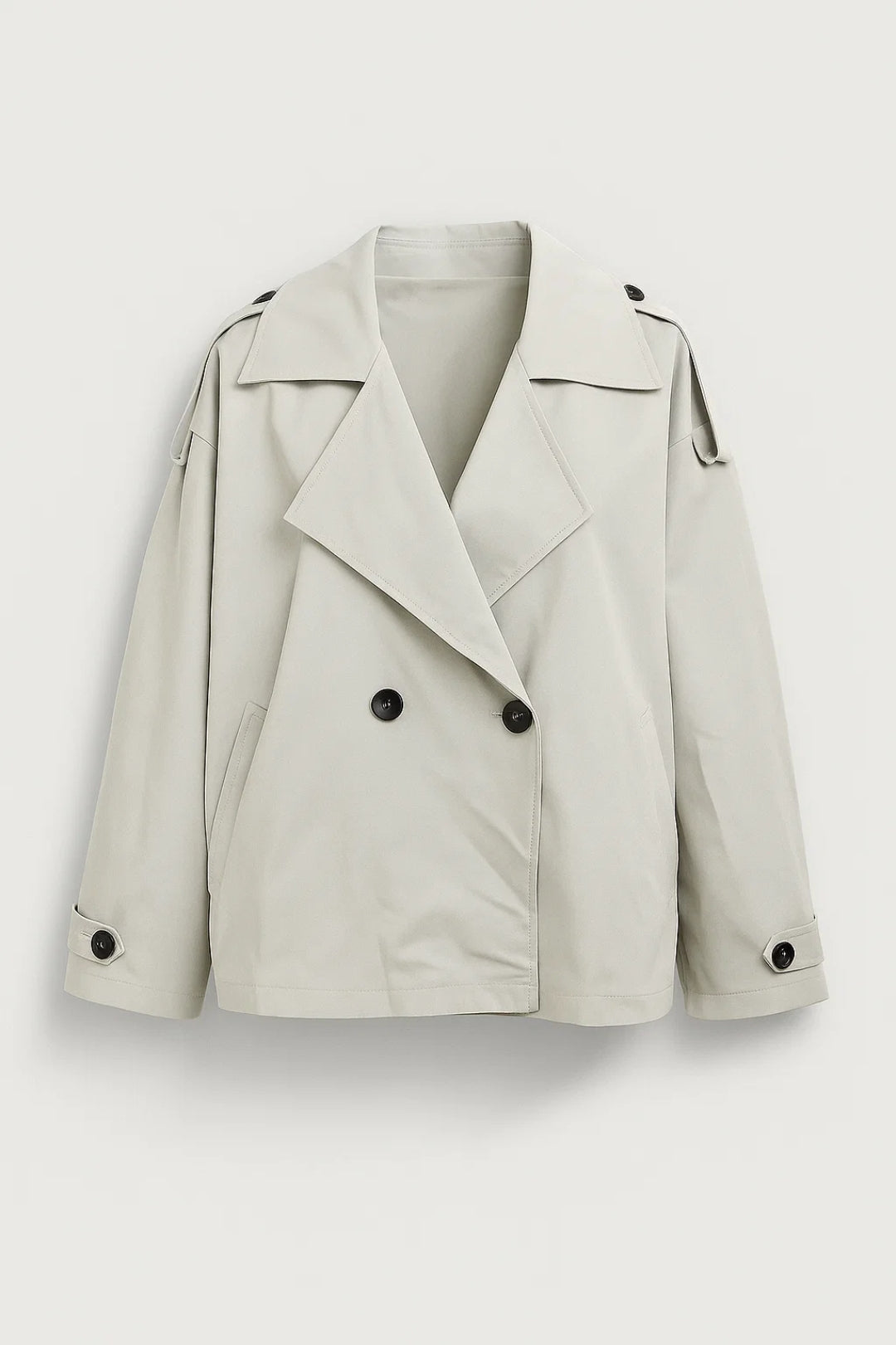 Korte Trenchcoat Dames | Dubbele Knoopsluiting en Revers | Tijdloos en Functioneel