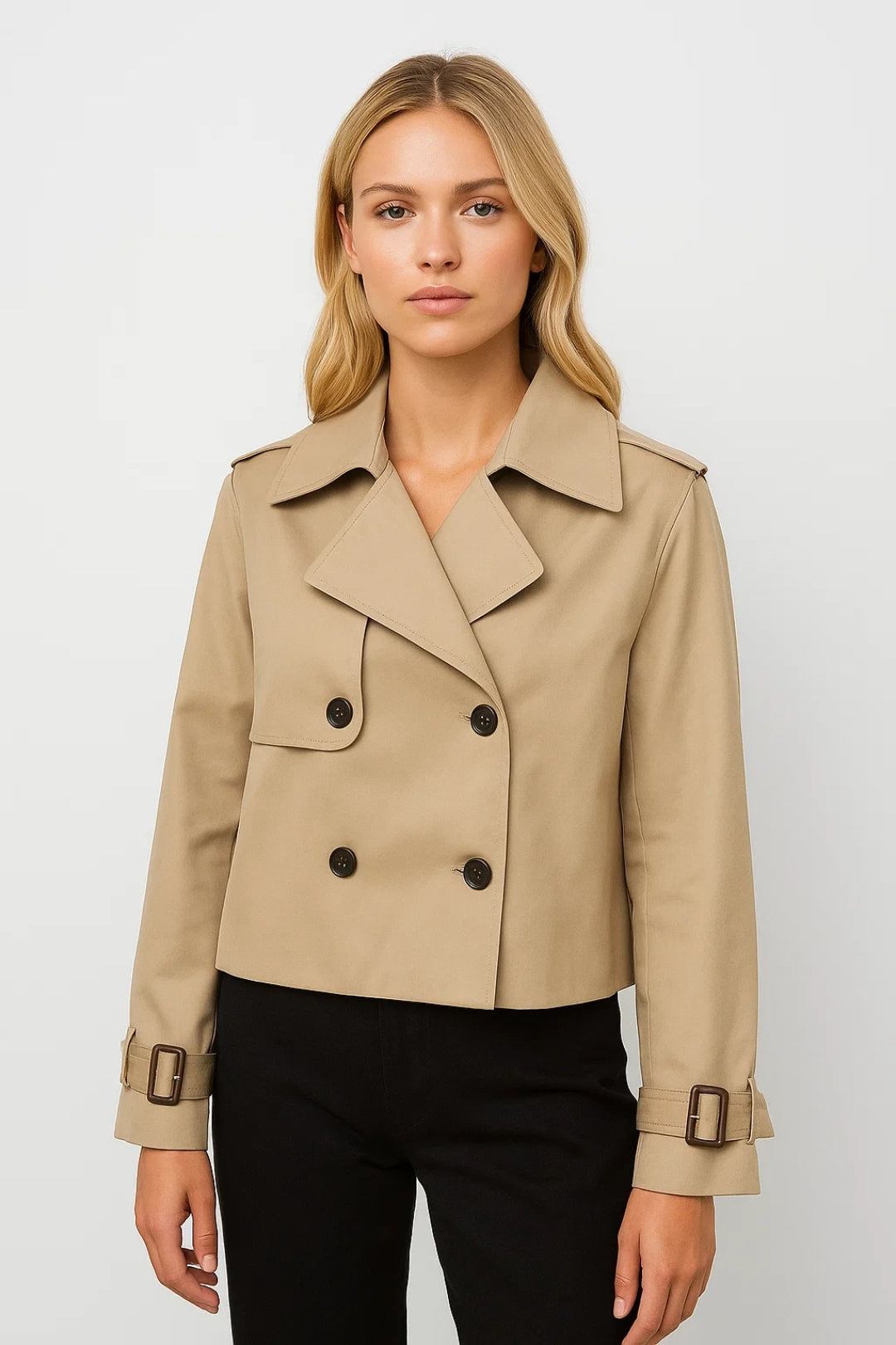 Korte Trenchcoat Dames | Dubbele Rijsluiting | Tijdloos en Lichtgewicht