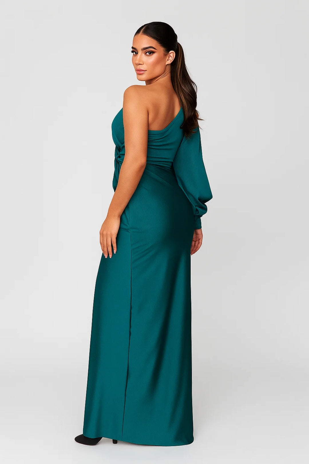 Lange Avondjurk | One-Shoulder met Drapage en Split | Lichtgewicht en Ademend