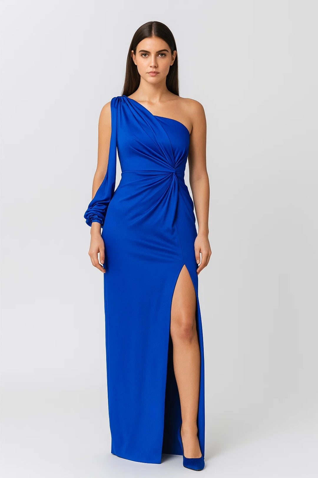 Lange Avondjurk | One-Shoulder met Drapage en Split | Lichtgewicht en Ademend