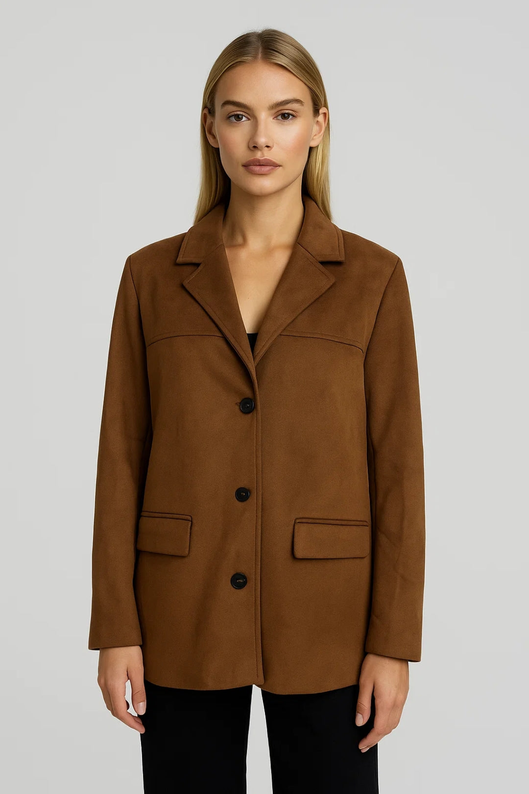 Lange Damesblazer | Recht Model met Knoopsluiting | Tijdloos en Elegant
